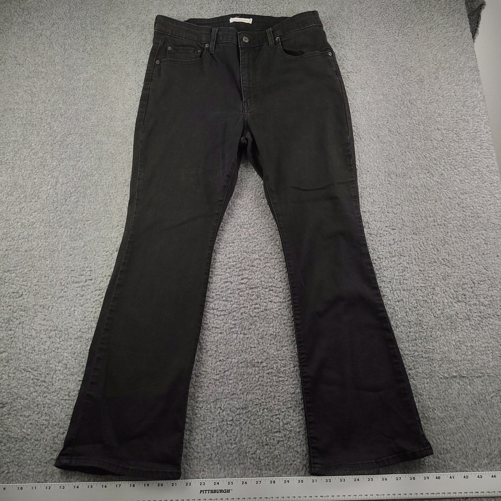 Levis 725 Jeans Sz 33x29 High Waisted High Rise Bootcut Black Stretch Denim EUC